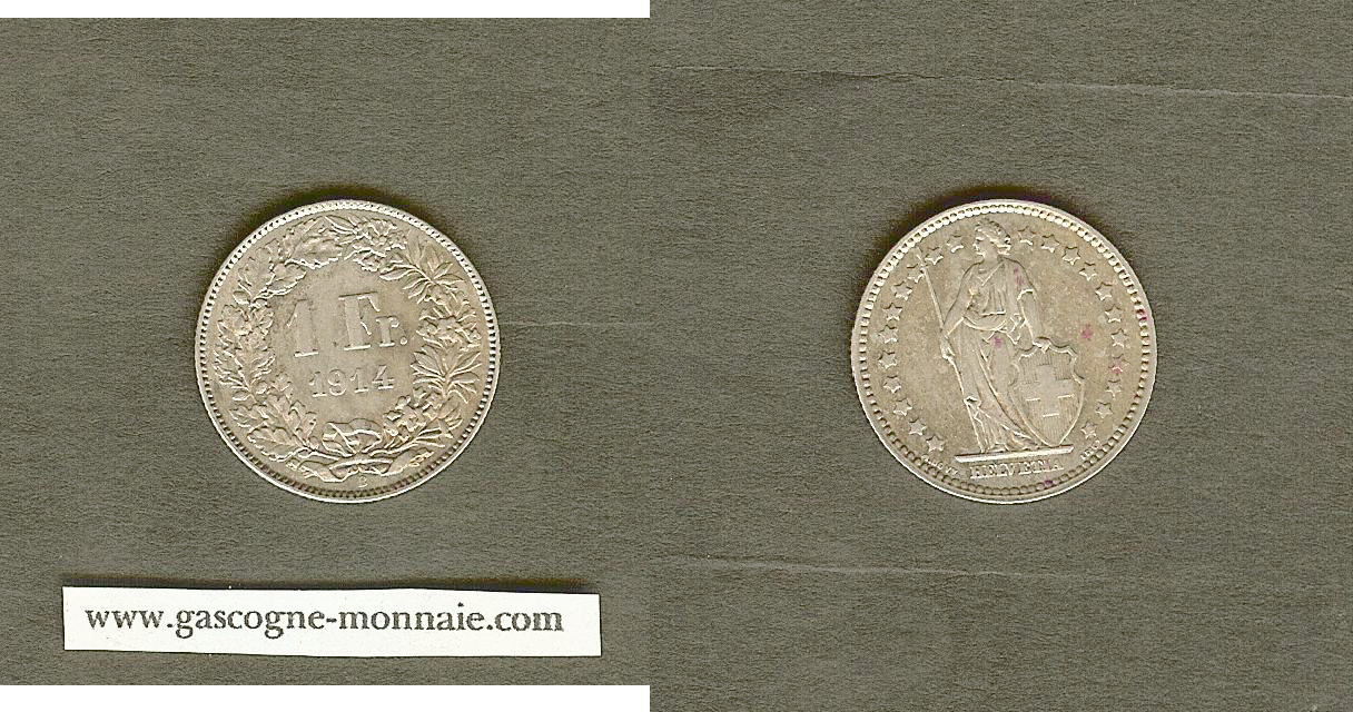 Suisse. 1 Franc 1914 B SUP+